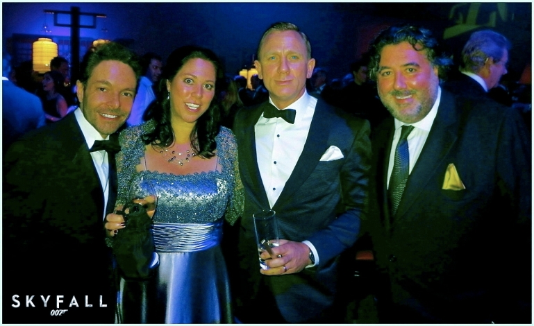 DANIEL CRAIG and DAVID GIAMMARCO with HILARY SALTZMAN and STEVEN SALTZMAN attending the Royal World Premiere of SKYFALL at Royal Albert Hall, London-James Bond 50th Anniversary