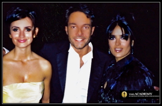 David Giammarco and Penelope Cruz together with Salma Hayek attending the Academy Awards Governor's Ball-Los Angeles, California:MPAA