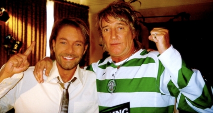 Rod Stewart and David Giammarco celebrating the Manchester United Football win. 