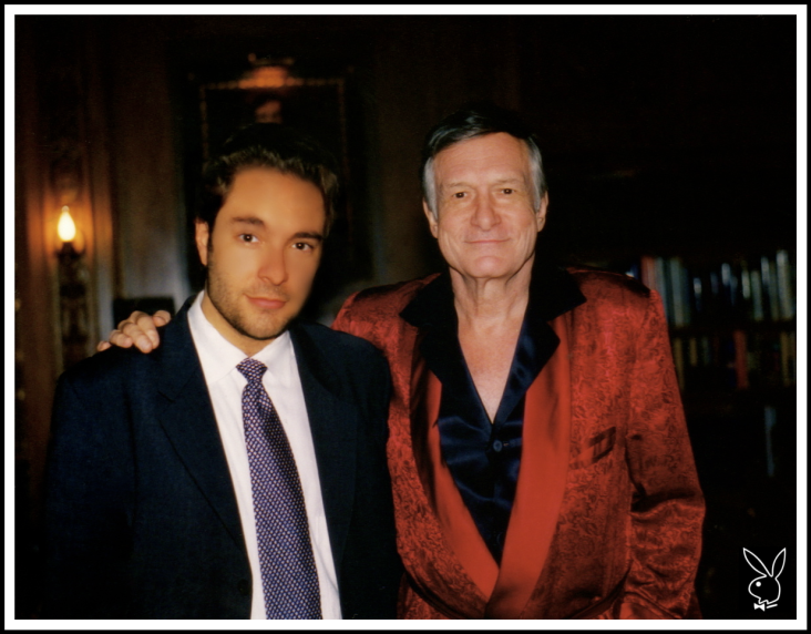 HUGH HEFNER and DAVID GIAMMARCO, Playboy Mansion West, Holmby Hills, California-Playboy Magazine 1994