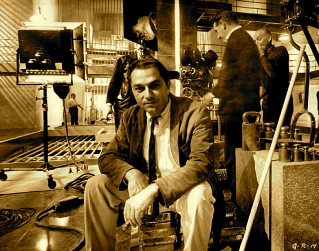 KEN ADAM on the Fort Knox set at Pinewood Studios for GOLDFINGER, 1964-David Giammarco